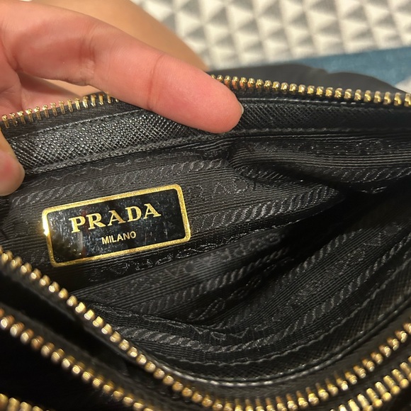 Prada Tessuto Nylon Soft Calf Double Zip Crossbody Bag - Picture 7 of 11
